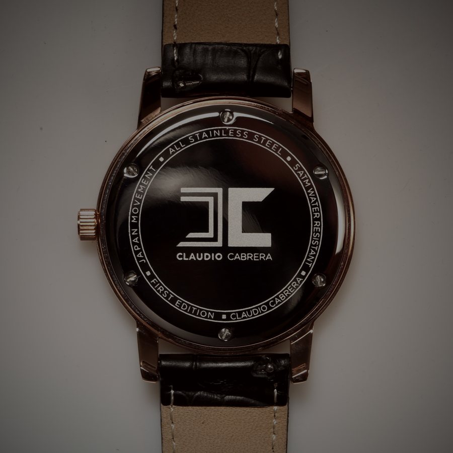 Engraved stainless steel caseback, First Edition
